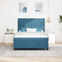  Box Spring Seng med Madrass & LED Mørk Blå 140x190 cm Fløyel