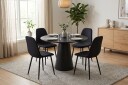 Siena spisegruppe rund 110 cm svart med 4 Nibe spisestoler   Svart