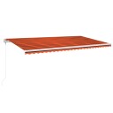 vidaXL Automatisk markise med vindsensor og LED 600x300cm oransje/brun