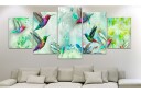 Bilde Colourful Hummingbirds 5 Parts Wide Green 100x50 Artgeist sp. z o. o.