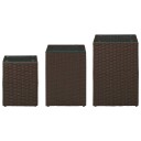 vidaXL Sidebord med glass topp brun 3 stk polyrotting