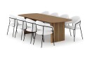 Bark Richeto Spisebord 240 cm med 8 Karol Spisestoler   Naturlig finish / Hvit Bouclé