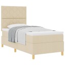  Box Spring Seng med madrass Krem 90x200 cm Stoff