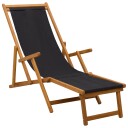 vidaXL Sammenleggbar solstol 3 Posisjon Solid Eucalyptus Tre Svart