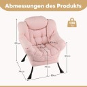 Rosa sherpa lenestol med armlener og sidelomme