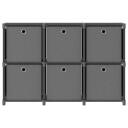 vidaXL Displayhylle med 6 kuber og bokser gr? 103x30x72,5 cm stoff