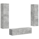  TV benksett 6 pcs Betonggrå Konstruert tre