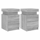  Nattbord med LED 2 stk grå sonoma 35x39x55 cm 836760