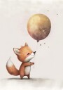 Fox Holding Balloon Nursery Plakat Plakat / 40x50cm
