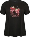 Zizzi   T skjorte Mchristmas S/S Straight Tee   Svart