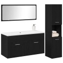  Møbelsett til bad Veggmontert 3 pcs Svart Eik 60 x 38.5 x 46 cm