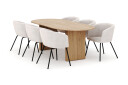 Bark Noira Ovalt Spisebord 220 cm med 6 Berit Stoler   Natur
