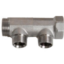 3/4" x 1/2" 2 grenet fordelerrør messing TEA belegg uten kobling.
