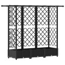 vidaXL Hevet Bed med Trellis og Tak Svart 164 x 40 x 121 cm PP