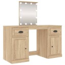 vidaXL Sminkebord med LED sonoma eik 130x50x132,5 cm