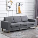 Polstret sofa 3 seters sofa stoff sofa sitteplasser TV lenestol pute armlen lin mørkegrå 200 x 82 x 78 cm