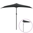 vidaXL Balkongparasoll med aluminiumsstang antrasitt 270x135 cm halv