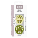 BIBS Pacifier Studio Colour Polka Mix Latex Luna/Wasabi Size 1 2p