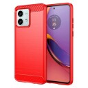 Motorola Moto G84 Børstet TPU Deksel Karbonfiber Rød