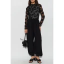 ROTATE Flower Mesh Ls Top   Black   40