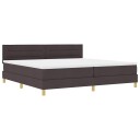  Box Spring Seng med Madrass & LED Mørk Brun 200x200 cm Stoff