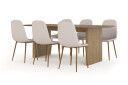 Bark Richeto Spisebord 210 cm eik + 6 stk Naira stol beige med eikeben   Natur/Beige