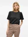 VIELLETTE 2/4 SATIN PUFF TOP BLACK