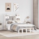  Seng med bokhylle uten madrass hvit 135x190 cm heltre furu 8721158627711