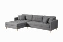Marino Deluxe sjeselongsofa høyre eller venstrevent med puter stoff grå.