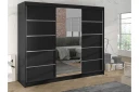 Cyria Garderobe med romslig Oppbevaring og Skyvedører med Speil 200x215 cm - Svart