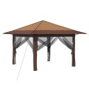 vidaXL Gazebo med 4 sidevegger 3,3 x 3,3 m Beige og Brun