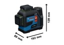 Bosch GLL 12V 100 33 CG Linjelaser Grønn Laser 3 X 360 Grader Projeksjon IP65