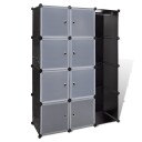  Modulskap med 9 rom 109x36,5x143 cm svart og hvit