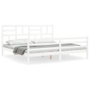 vidaXL Sengeramme med hodegavl hvit 200x200 cm heltre
