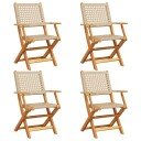  Sammenleggbare hagestoler 4 stk beige polyrotting og heltre 3214562