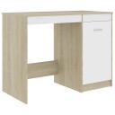 vidaXL Skrivebord hvit og sonoma eik 100x50x76 cm sponplate