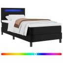  Box Spring seng med madrass svart 90x200 cm faux skinn