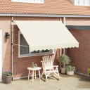 vidaXL Manuell uttrekkbar markise 300 cm kremhvit