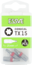 Essve TX15 25mm Koniske Bits 3-pakning for Elektroverktøy
