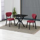 Krylor spisegruppe bord 70 cm + 2 stoler - Vinrød Svart