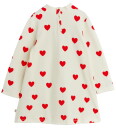 Mini Rodini Hearts Aop Velour Dress - Cream - 116/122