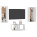 vidaXL TV-benksett 3 deler hvit sponplate