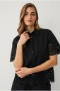 Ellos Collection   Bluse med brodert hullmønster   Svart