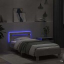 vidaXL Sengeramme med hodegavl og LED-lys betonggrå 90x190 cm 8721012240964