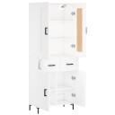  Highboard hvit 69,5x34x180 cm konstruert tre