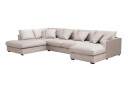 Rossita Lyx 5 seters høyrevendt U formet ekstra dyp sofa med divan og sjeselong i fløyel   Beige