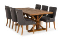 Bloomington Forlengningsbar Spisegruppe Yorkshire 200cm m 6 Ophelia Stol Natur|Grå