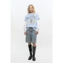Ganni Striped Denim Shorts   Blue   28