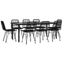 vidaXL Hagespisegruppe 9 deler svart polyrotting