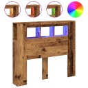  Sengegavl med LED gammelt tre 120x18,5x103,5 cm konstruert tre 8721158446718